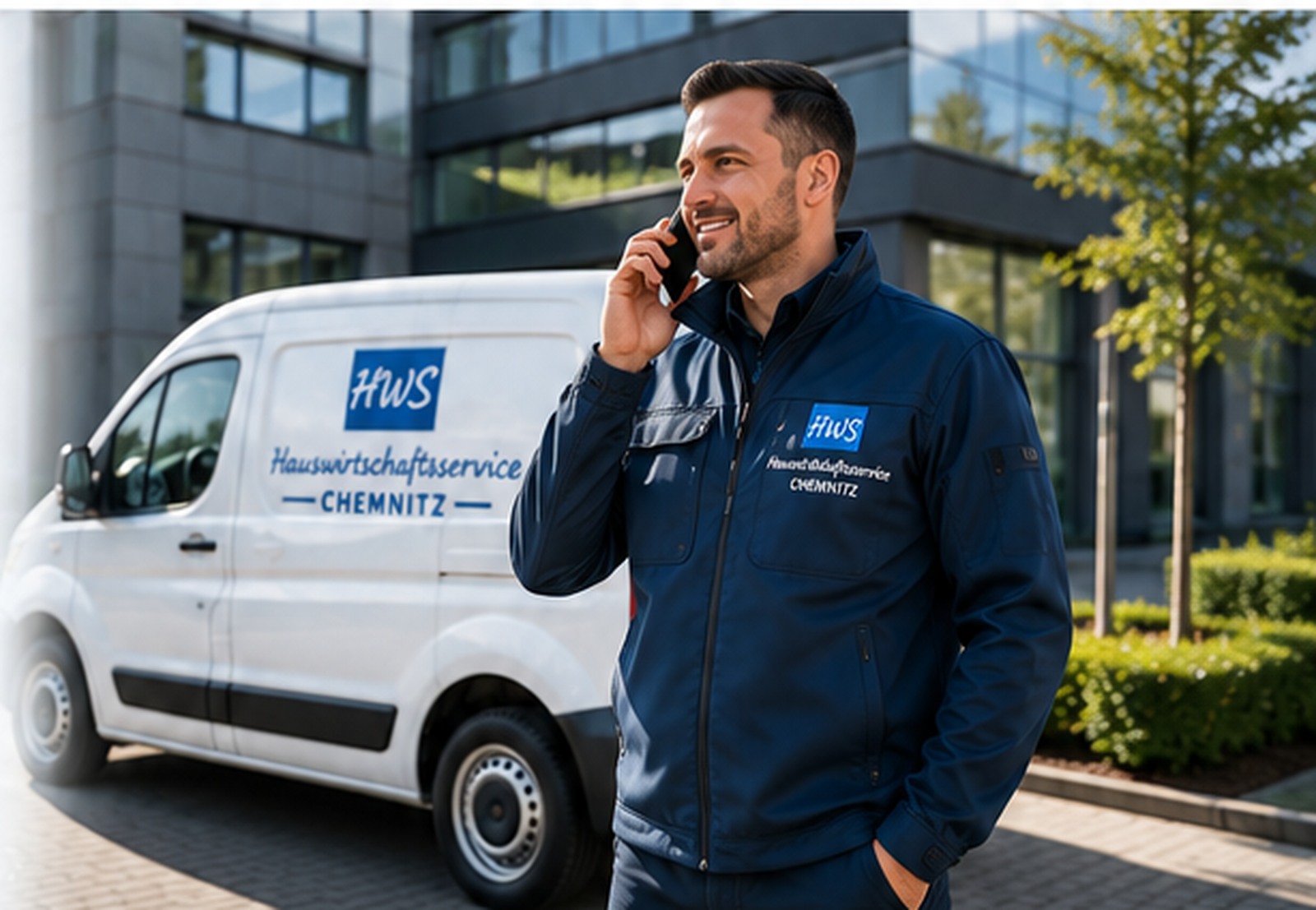 HWS Ansprechpartner mit Servicefahrzeug in Chemnitz